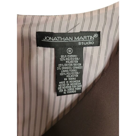 Jonathan Martin Studio Brown Sleeveless A-Line Dress With Pink Striped Lining Si - Picture 6 of 9